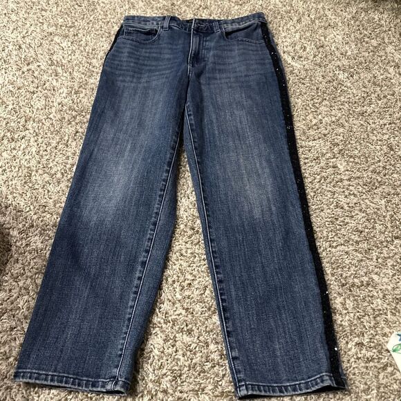 Talbots High Waist Straight Ankle Jean With Sequence Down The Side - Picture 4 of 4